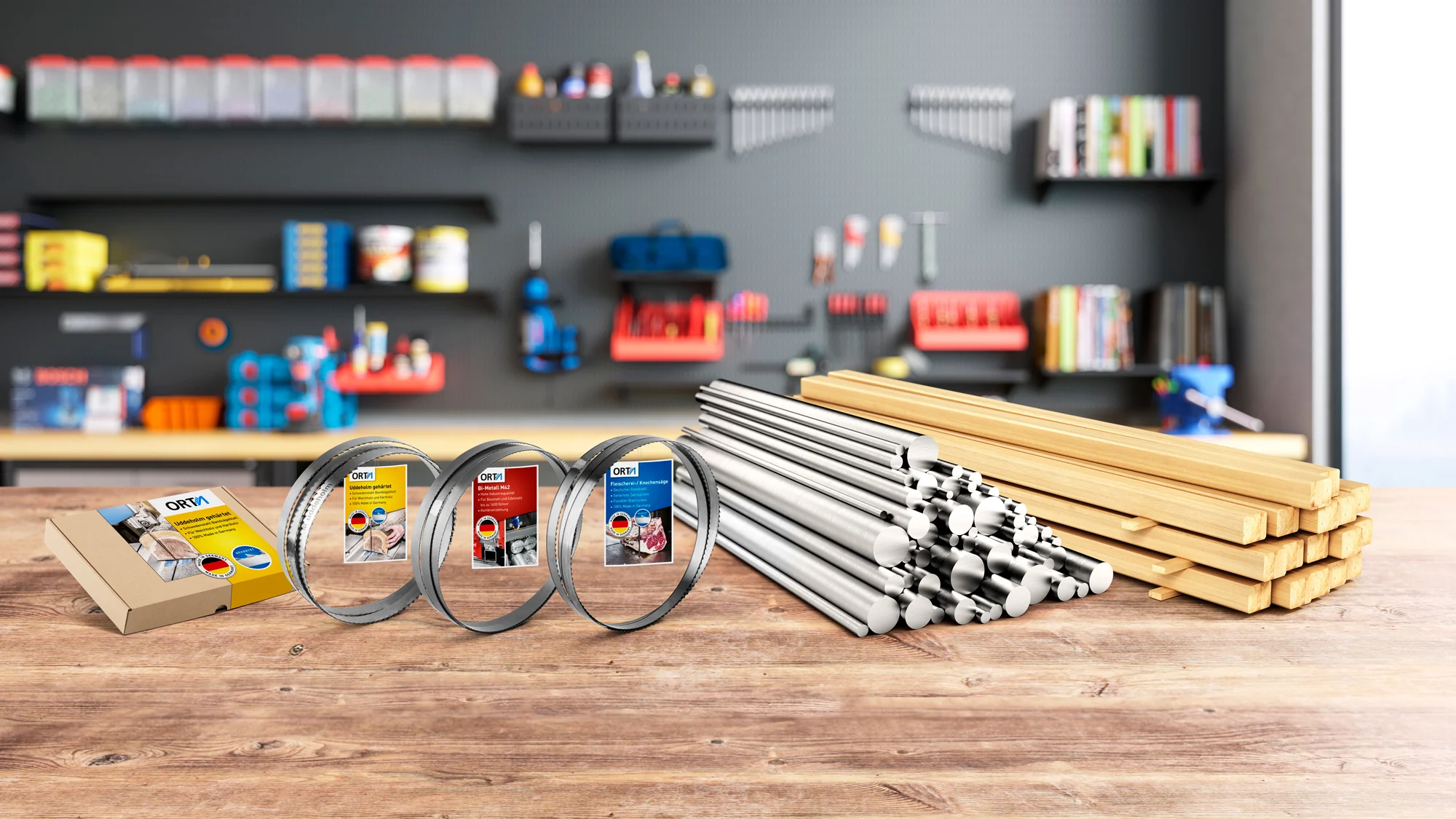 Werbe- und Produktfotografie von Bandsägeblättern